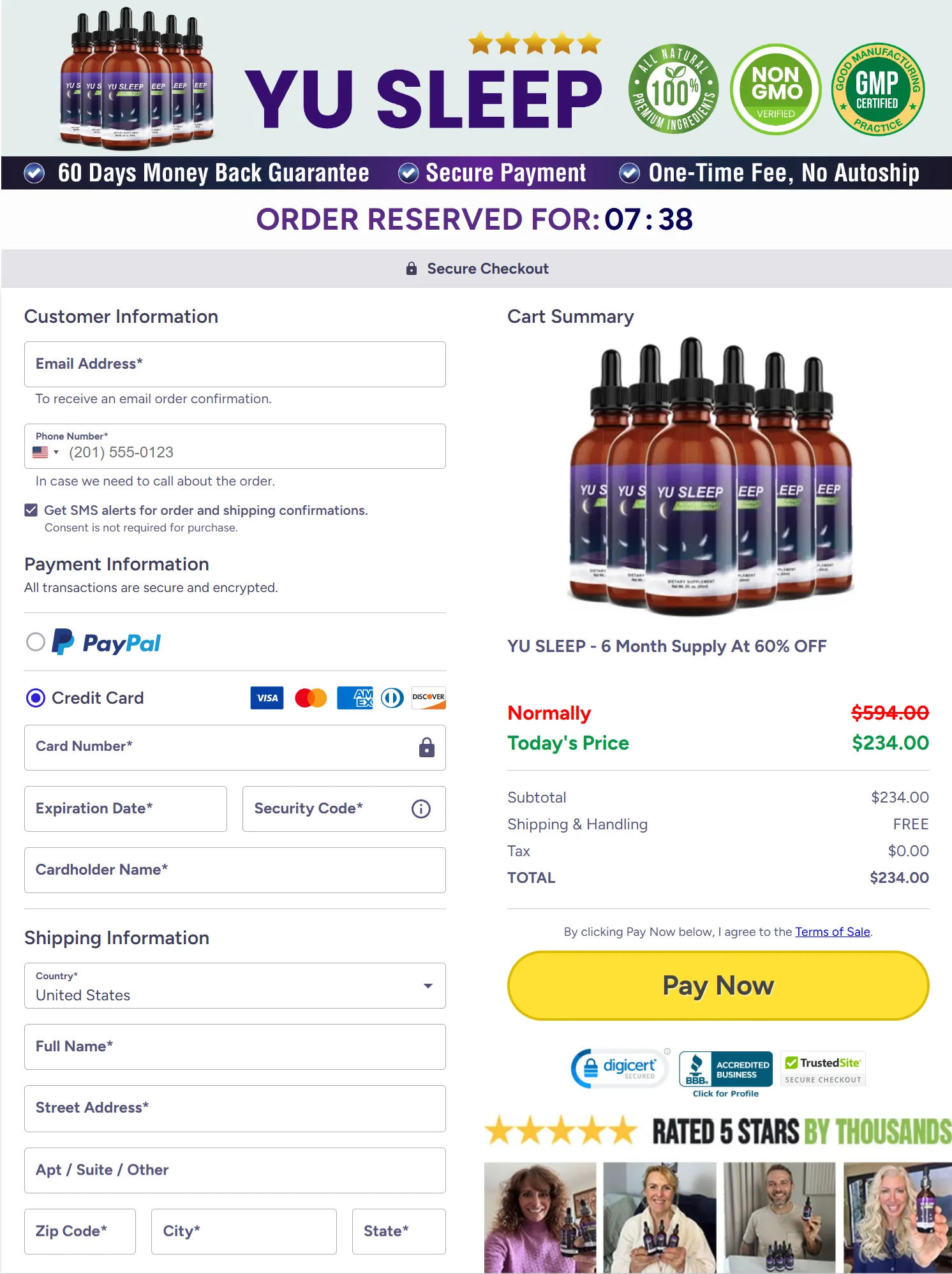 Yu Sleep Order Page